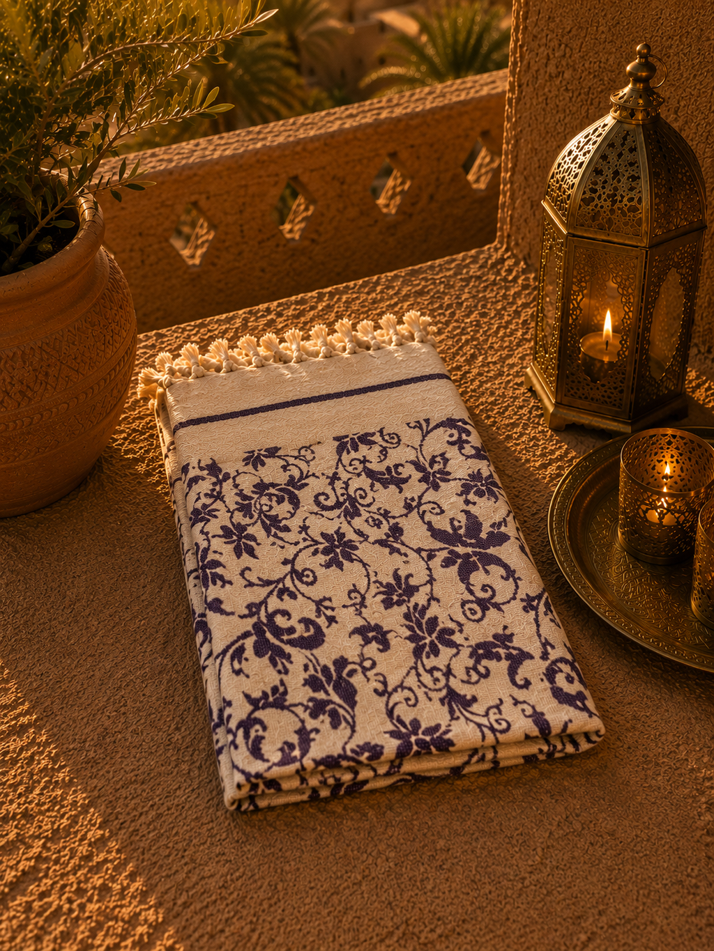 Fouta brodée - Tissu premium